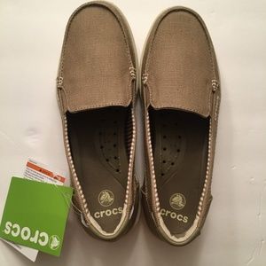 NWT CROCS Walu Canvas Loafer-Khaki Women's Sz 7